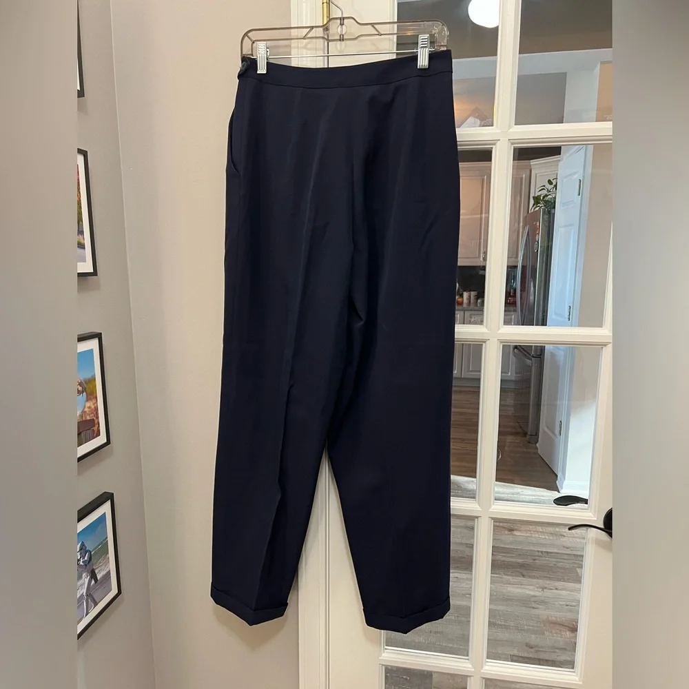 Vintage Liz Claiborne Women's Navy Trousers 100% wool sz 12 EUC